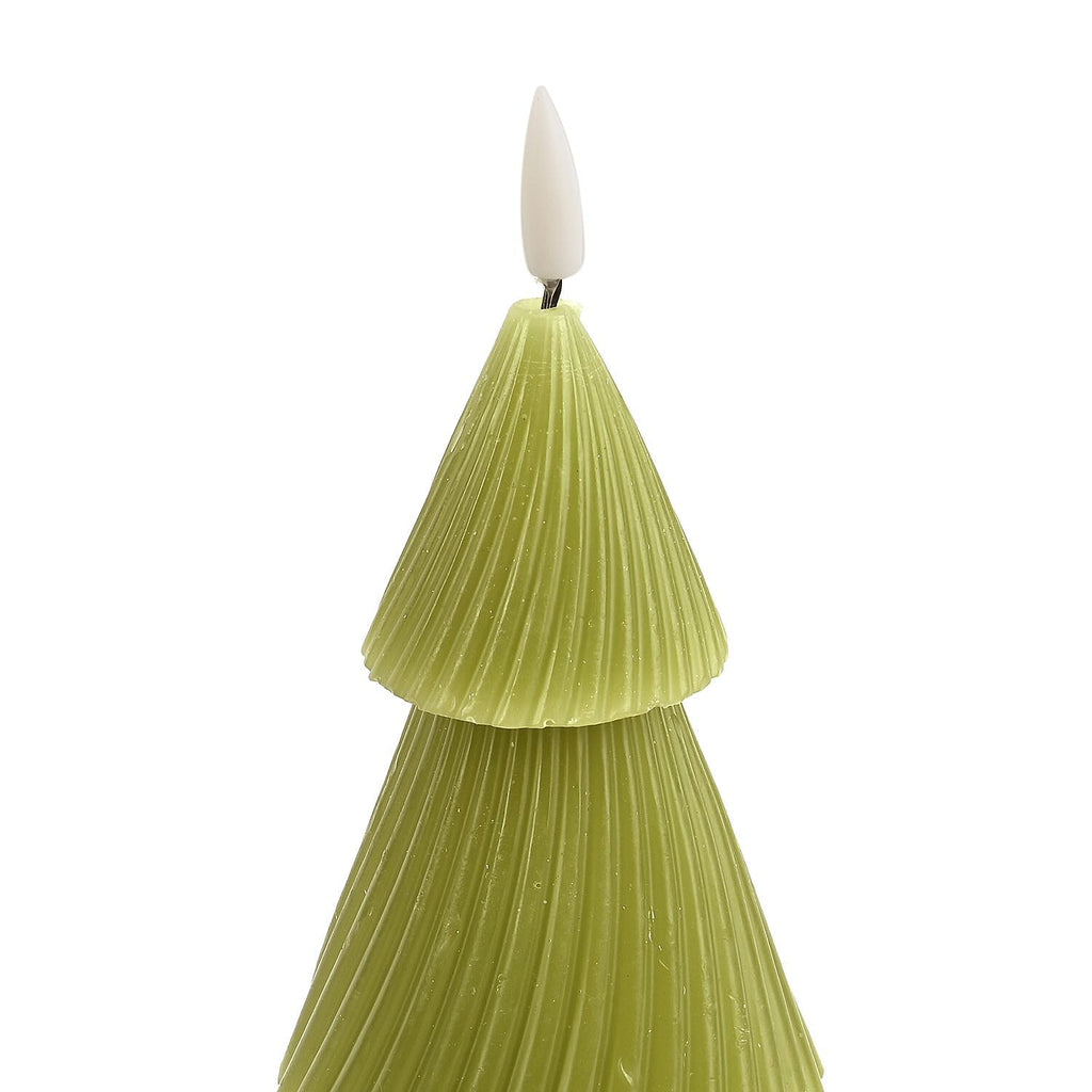 3 Flameless WAX Candle Trees - Coloured LED - Green 13.5cm (2 AAA Batteries)