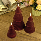 3 Flameless WAX Candle Trees - Coloured LED - Red 13.5cm (2 AAA Batteries)
