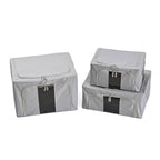 Set of 3- Foldable Oxford Fabric Storage Box with 3 window - Grey