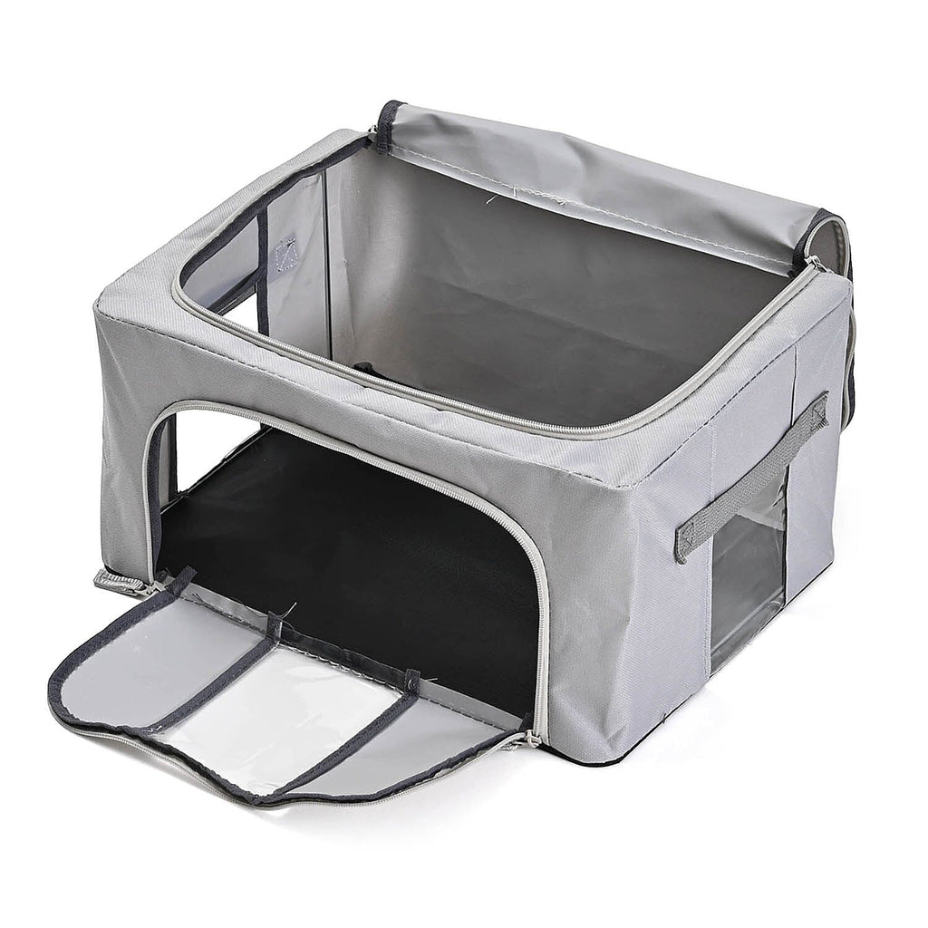 Set of 3- Foldable Oxford Fabric Storage Box with 3 window - Grey