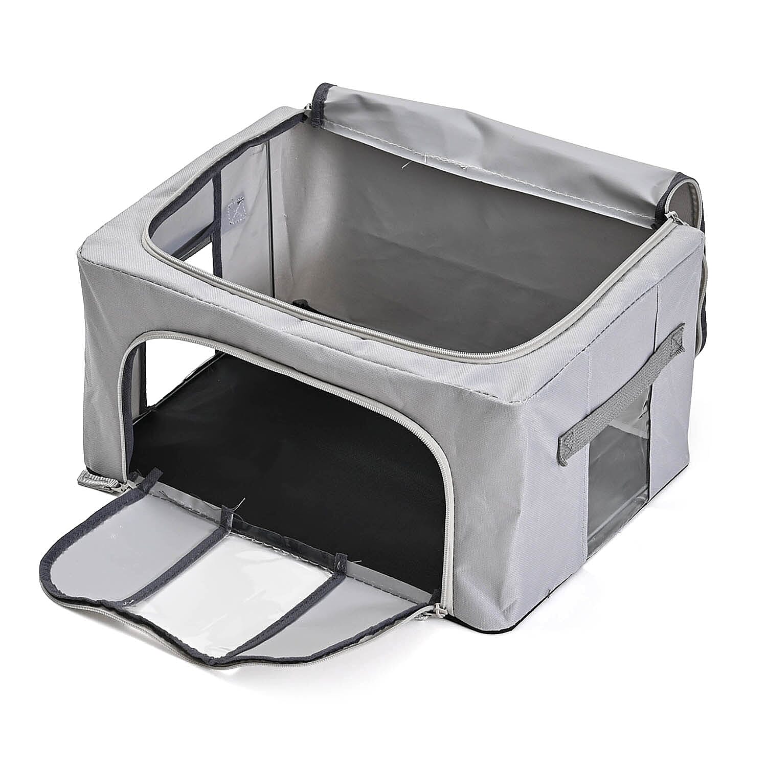 Set of 3- Foldable Oxford Fabric Storage Box with 3 window - Grey