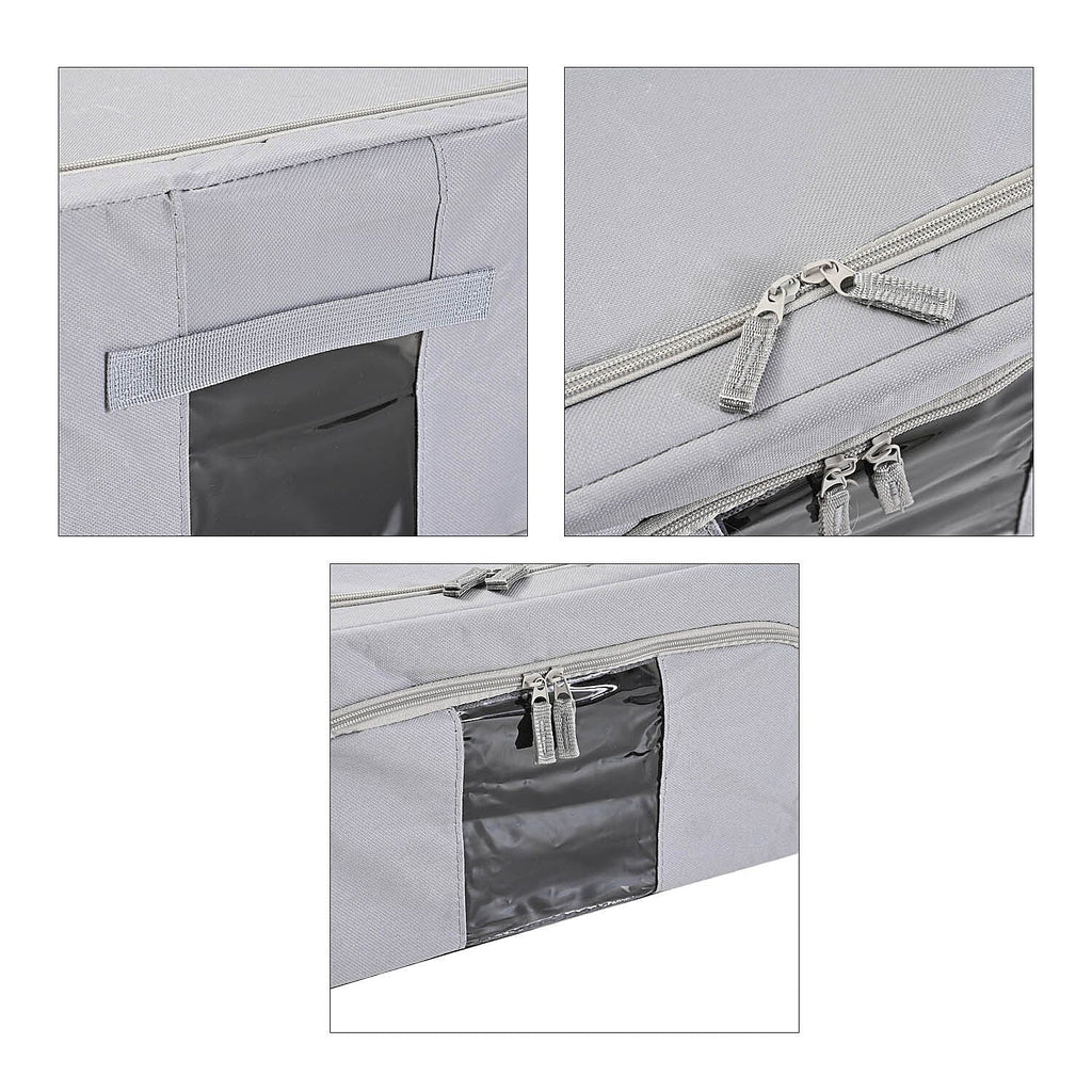 Set of 3- Foldable Oxford Fabric Storage Box with 3 window - Grey