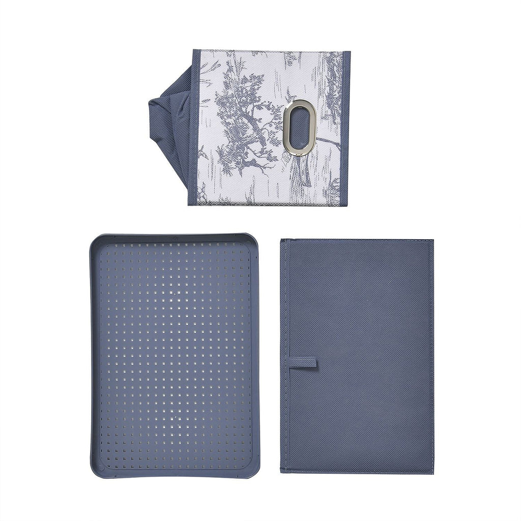 Set of 3 Foldable Storage Boxes (Size 26x17x17 cm) - Blue
