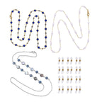 Set of 3 -  Glasses Chain Each with 20 Pcs Rubber (Length-70cm) - Blue-White-Grey