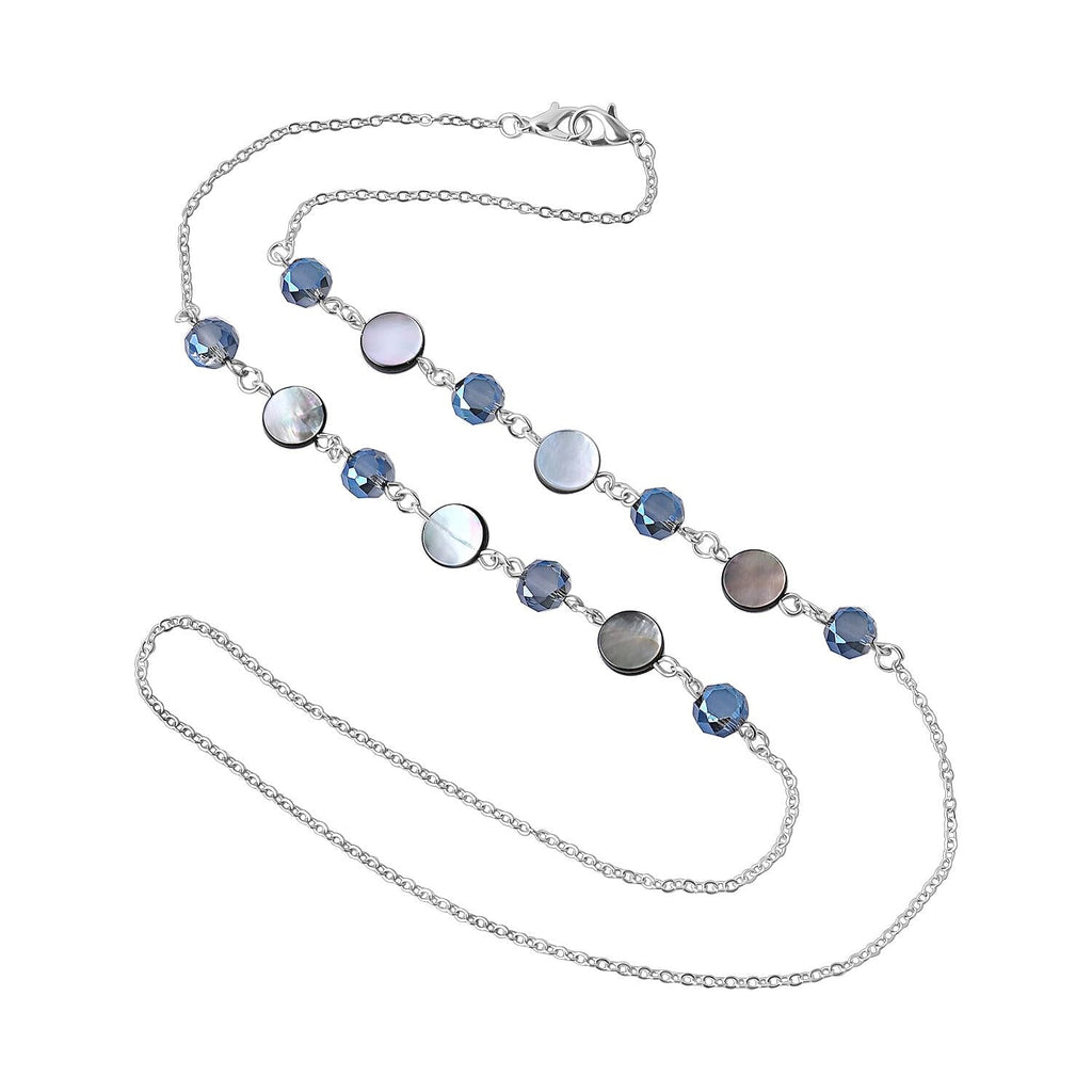 Set of 3 -  Glasses Chain Each with 20 Pcs Rubber (Length-70cm) - Blue-White-Grey