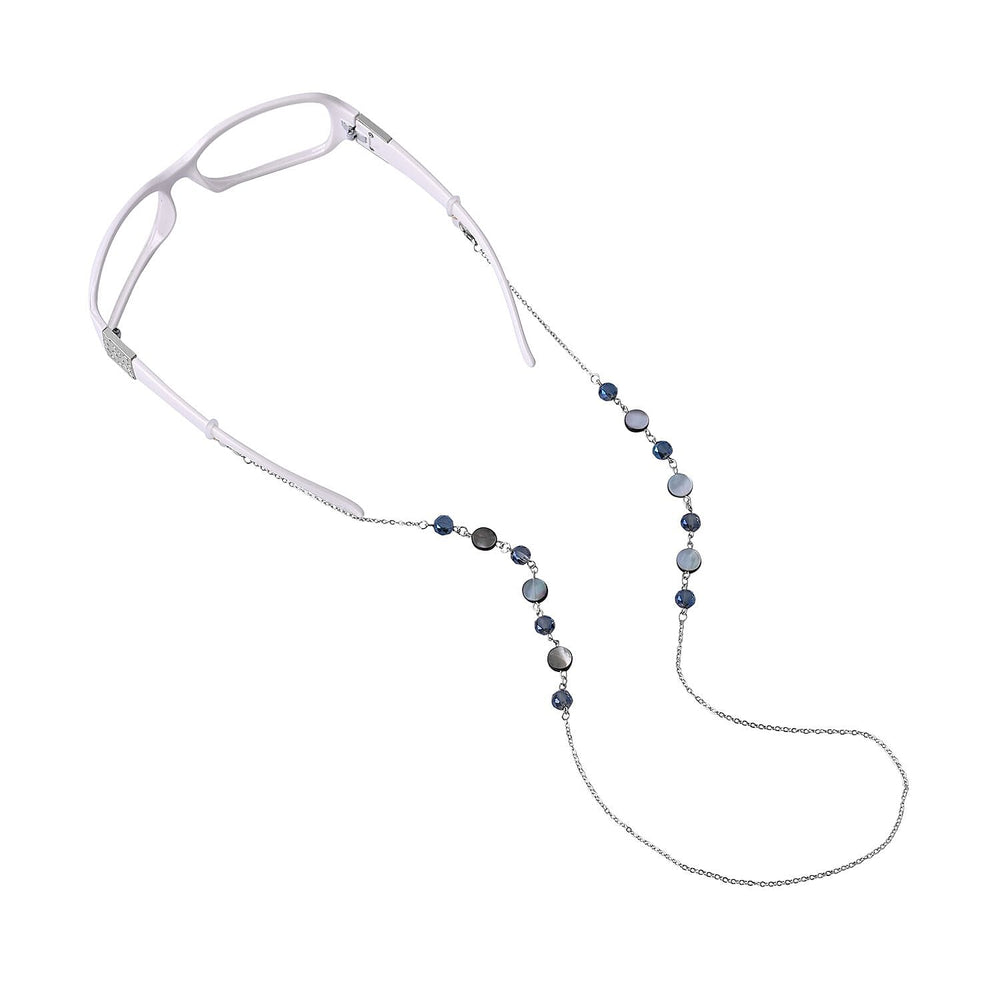 Set of 3 -  Glasses Chain Each with 20 Pcs Rubber (Length-70cm) - Blue-White-Grey