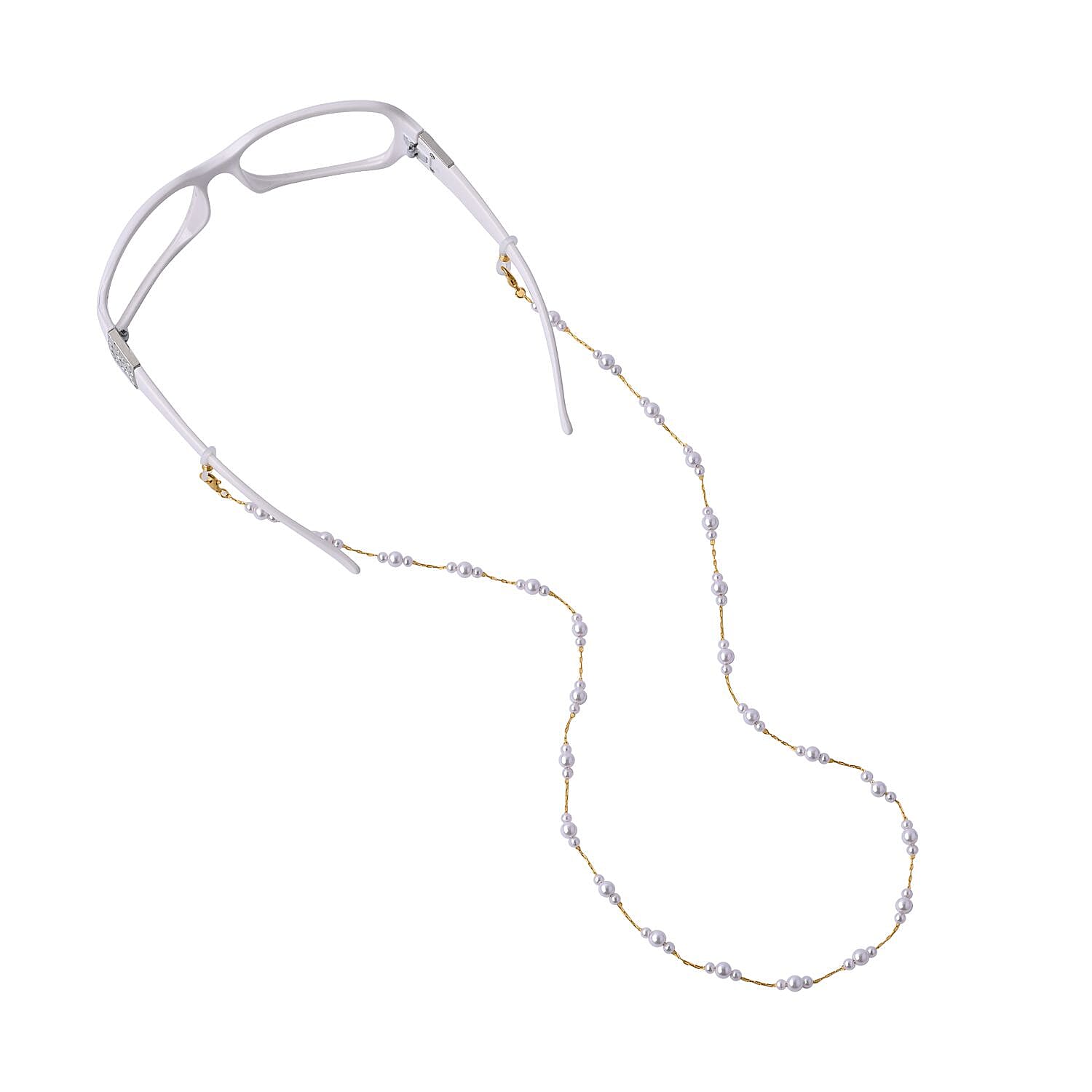 Set of 3 -  Glasses Chain Each with 20 Pcs Rubber (Length-70cm) - Blue-White-Grey