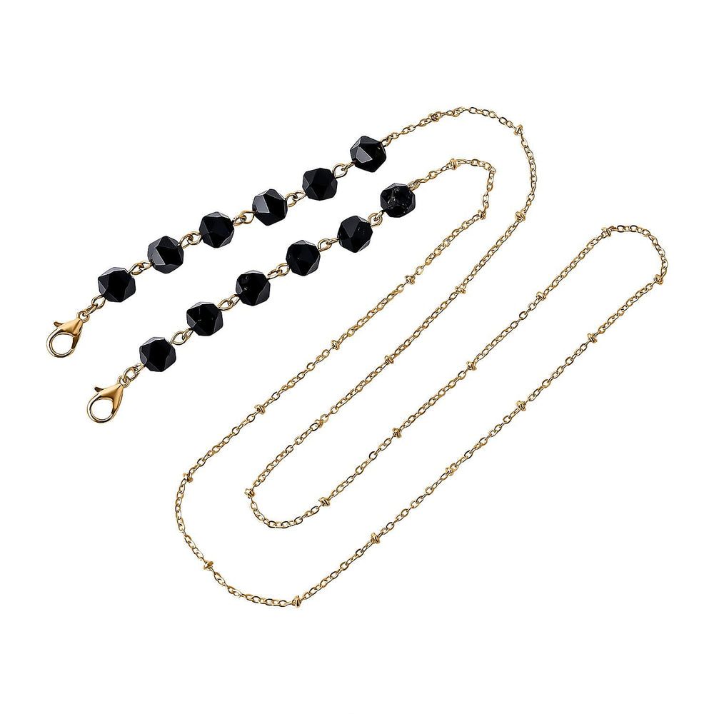 Set of 3 - Glasses Chain in Different Styles Each with 20 Pcs Rubber (Length-70cm) - Brown,Black & Green