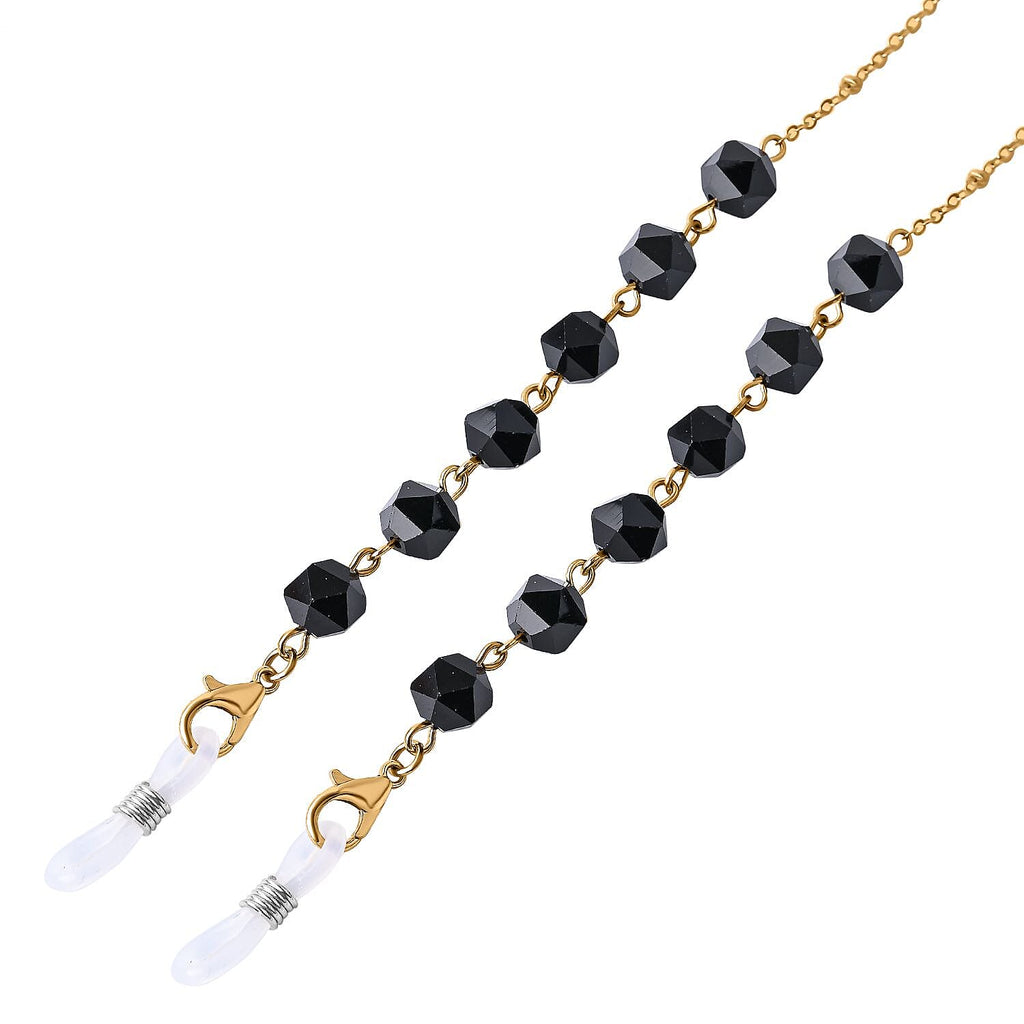 Set of 3 - Glasses Chain in Different Styles Each with 20 Pcs Rubber (Length-70cm) - Brown,Black & Green
