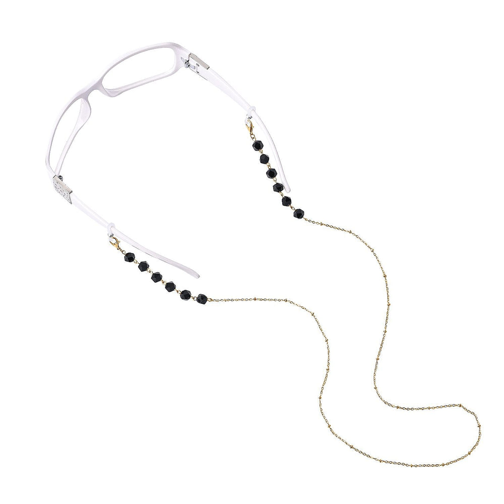Set of 3 - Glasses Chain in Different Styles Each with 20 Pcs Rubber (Length-70cm) - Brown,Black & Green