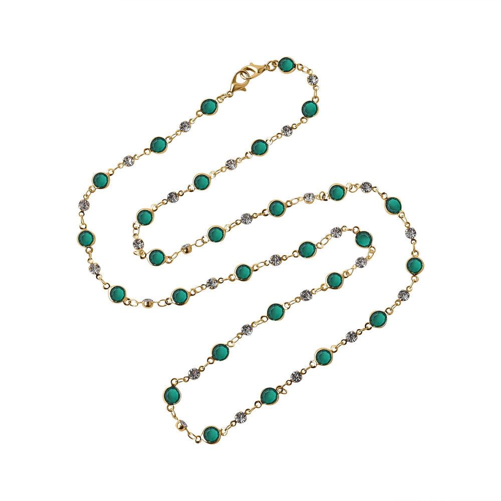 Set of 3 - Glasses Chain in Different Styles Each with 20 Pcs Rubber (Length-70cm) - Brown,Black & Green