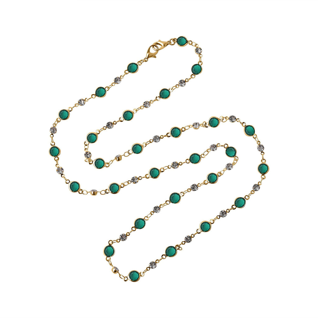 Set of 3 - Glasses Chain in Different Styles Each with 20 Pcs Rubber (Length-70cm) - Brown,Black & Green