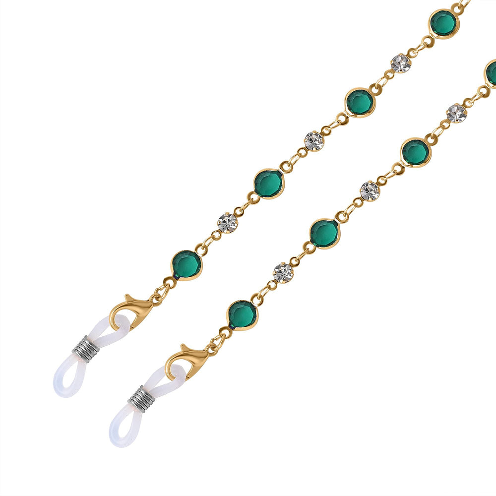 Set of 3 - Glasses Chain in Different Styles Each with 20 Pcs Rubber (Length-70cm) - Brown,Black & Green