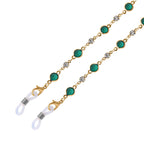 Set of 3 - Glasses Chain in Different Styles Each with 20 Pcs Rubber (Length-70cm) - Brown,Black & Green