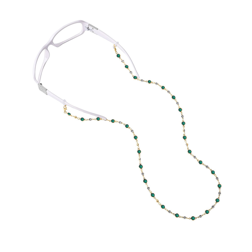 Set of 3 - Glasses Chain in Different Styles Each with 20 Pcs Rubber (Length-70cm) - Brown,Black & Green