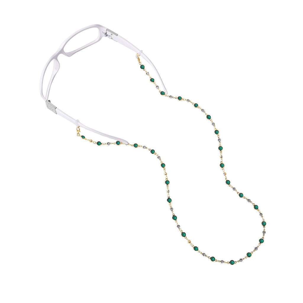 Set of 3 - Glasses Chain in Different Styles Each with 20 Pcs Rubber (Length-70cm) - Brown,Black & Green