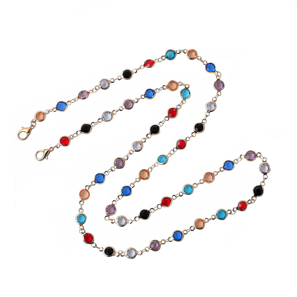 Set of 3 - Glasses Chain in Different Styles Each with 20 Pcs Rubber (Length-70cm) - Green, White & Multi