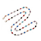 Set of 3 - Glasses Chain in Different Styles Each with 20 Pcs Rubber (Length-70cm) - Green, White & Multi