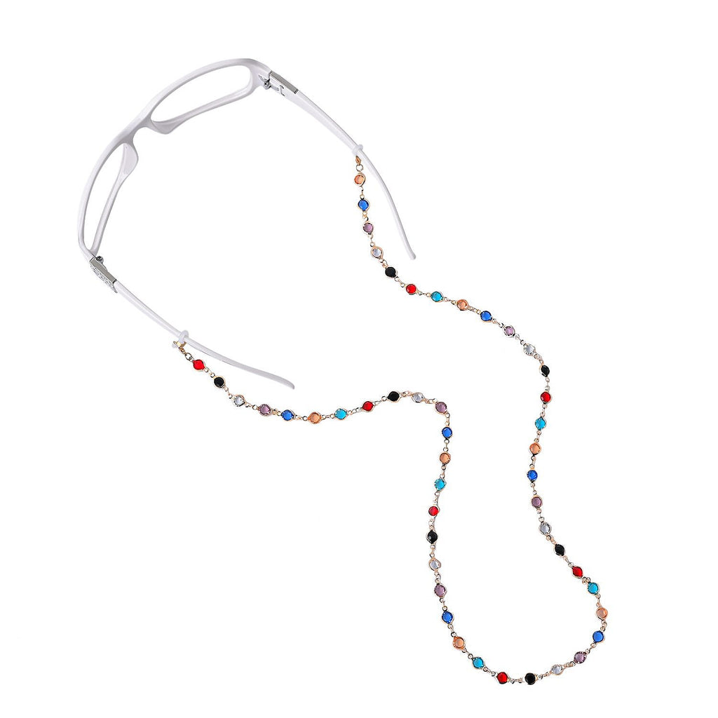 Set of 3 - Glasses Chain in Different Styles Each with 20 Pcs Rubber (Length-70cm) - Green, White & Multi