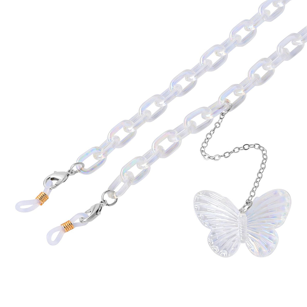 Set of 3 - Glasses Chain in Different Styles Each with 20 Pcs Rubber (Length-70cm) - Green, White & Multi