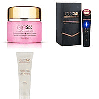 Set of 3- Glo24k Skin Rejuvenation Beauty Device (LED, Infrared, Vibration and Thermal Therapy) Lifetime Warranty with Face & Neck Cream and Hydra Conductive Gel