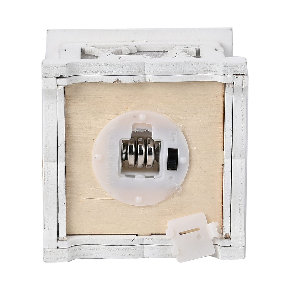Set of 3 Hanging Christmas Wooden House with LED Warm Lights (Size 12x7x7 cm) - White