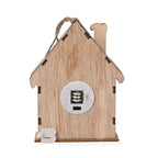 Set of 3 Hanging Christmas Wooden House with LED Warm Lights (Size 12x9x3 cm) - Multi