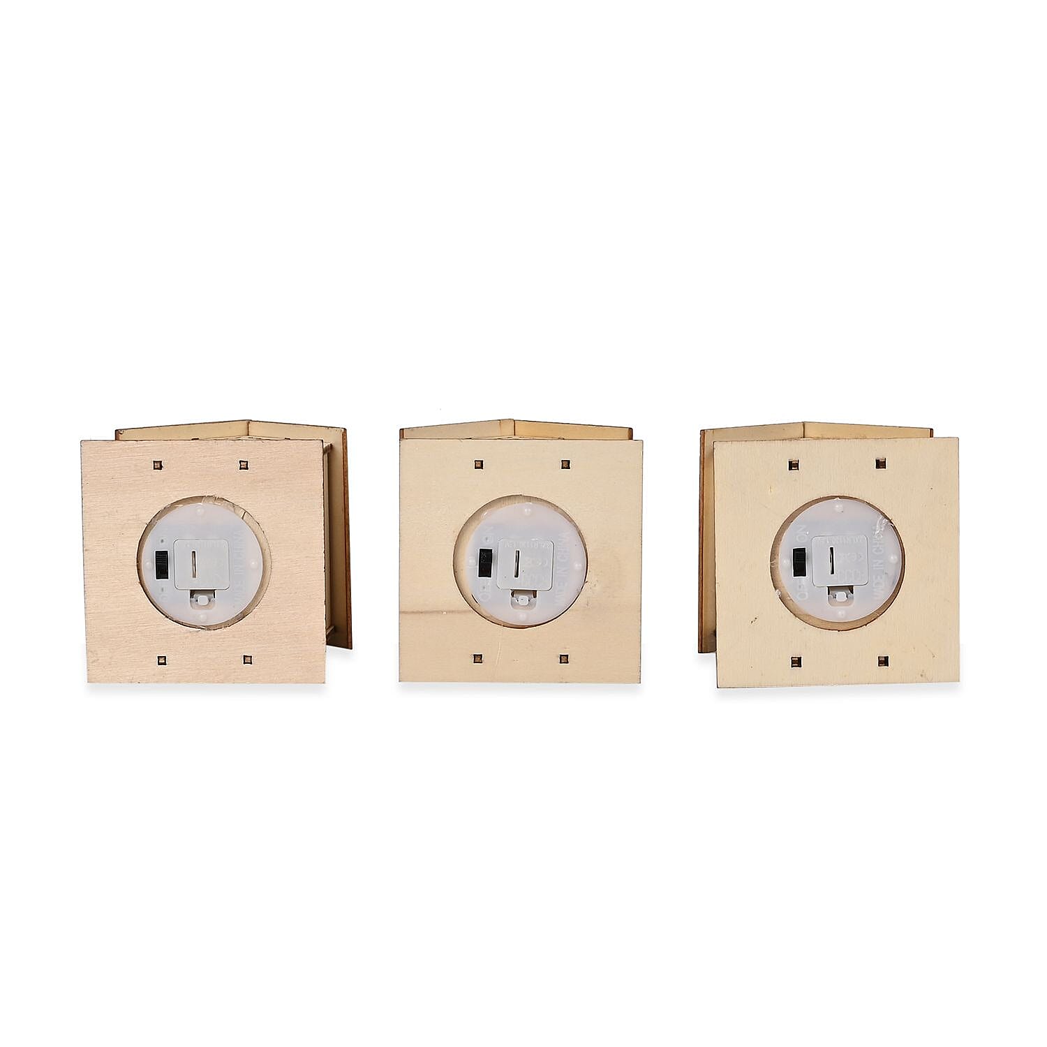 Set of 3 Hanging Christmas Wooden House with LED Warm Lights (Size 9x7x7 cm) - Log
