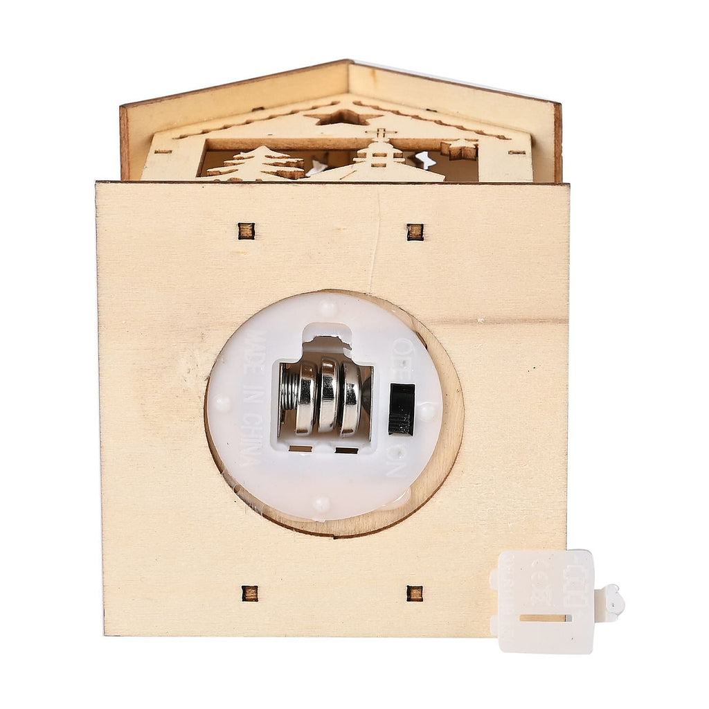 Set of 3 Hanging Christmas Wooden House with LED Warm Lights (Size 9x7x7 cm) - Log