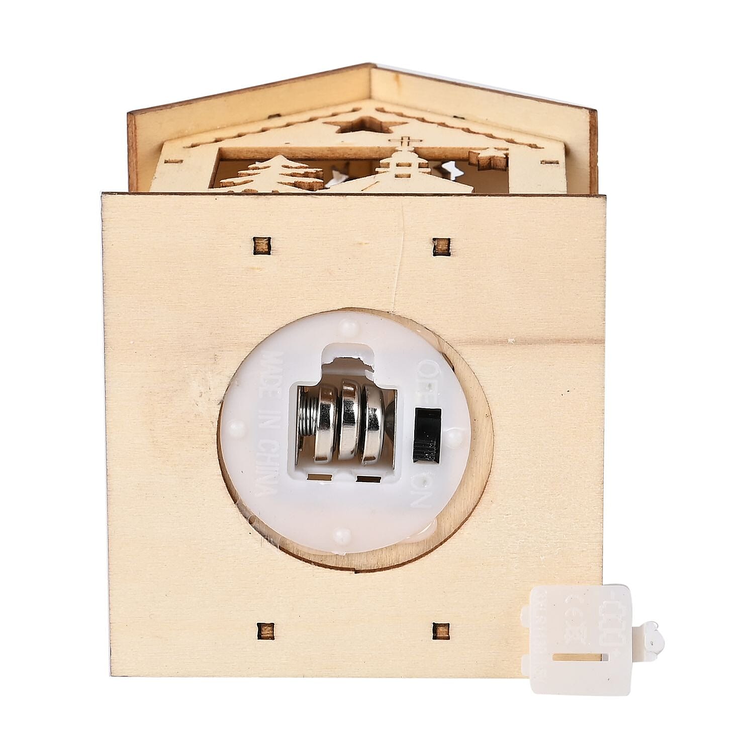 Set of 3 Hanging Christmas Wooden House with LED Warm Lights (Size 9x7x7 cm) - Log