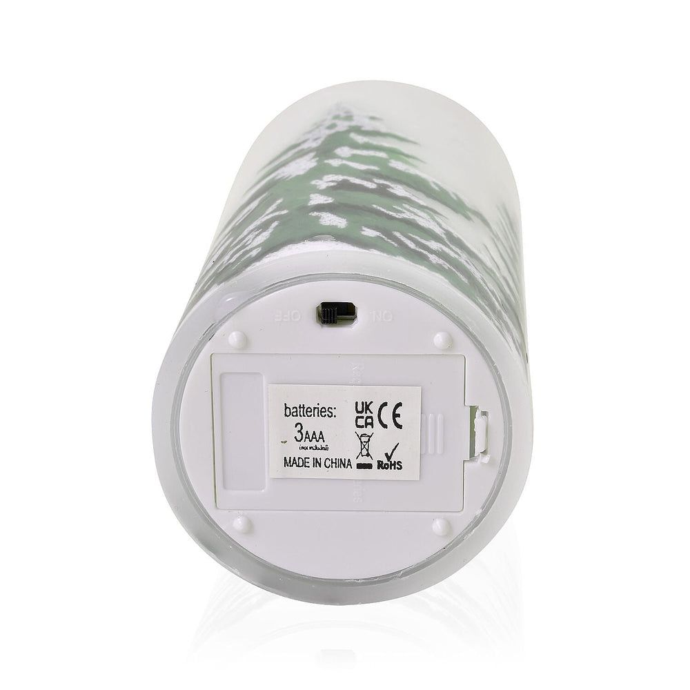 Set of 3 - Homesmart Snow Tree Pattern LED 12 Colour Change Candle with Remote - White - Green