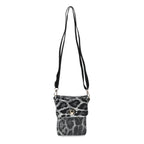 Set of 3 Leopard Print Sequin Bag (Includes Shoulder Bag, Crossbody Bag - Clutch Bag) - Grey