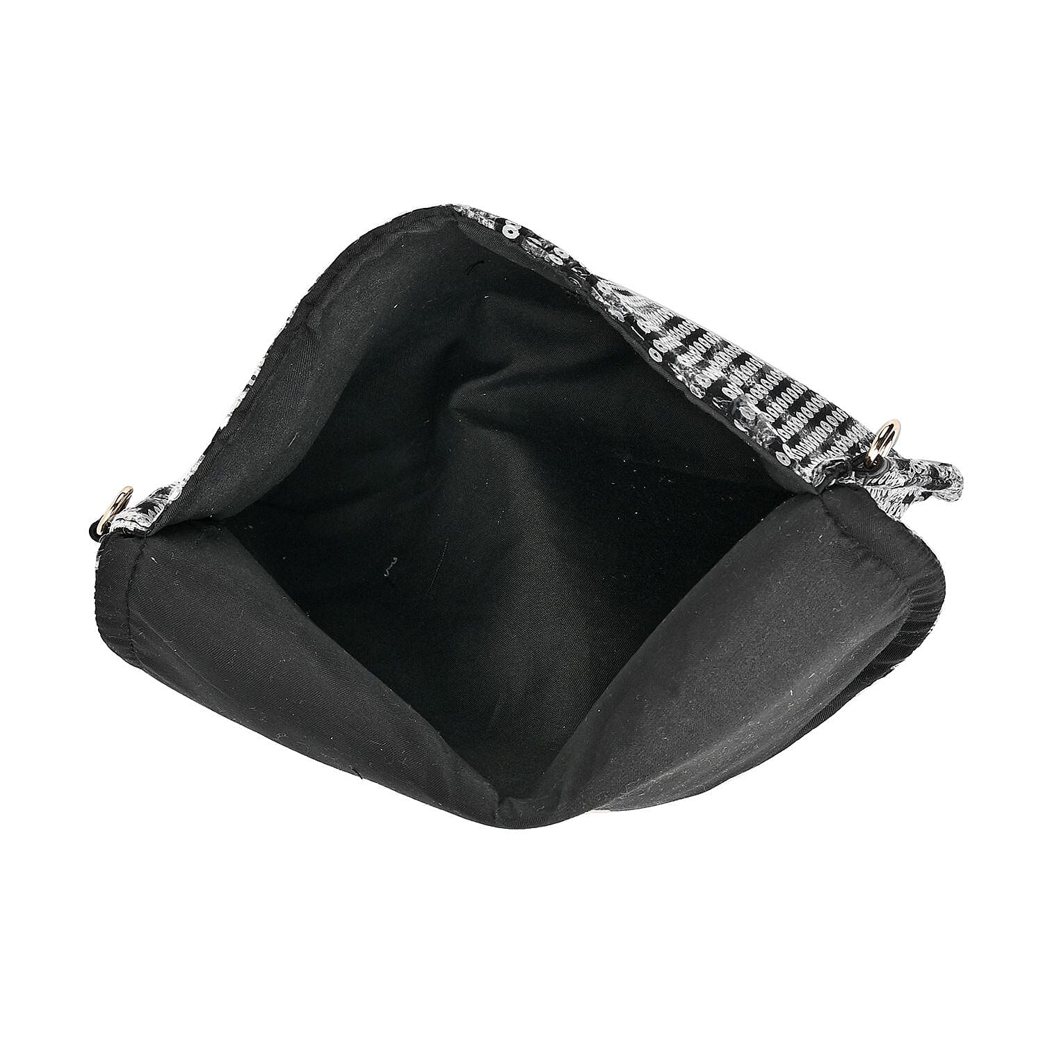 Set of 3 Leopard Print Sequin Bag (Includes Shoulder Bag, Crossbody Bag - Clutch Bag) - Grey