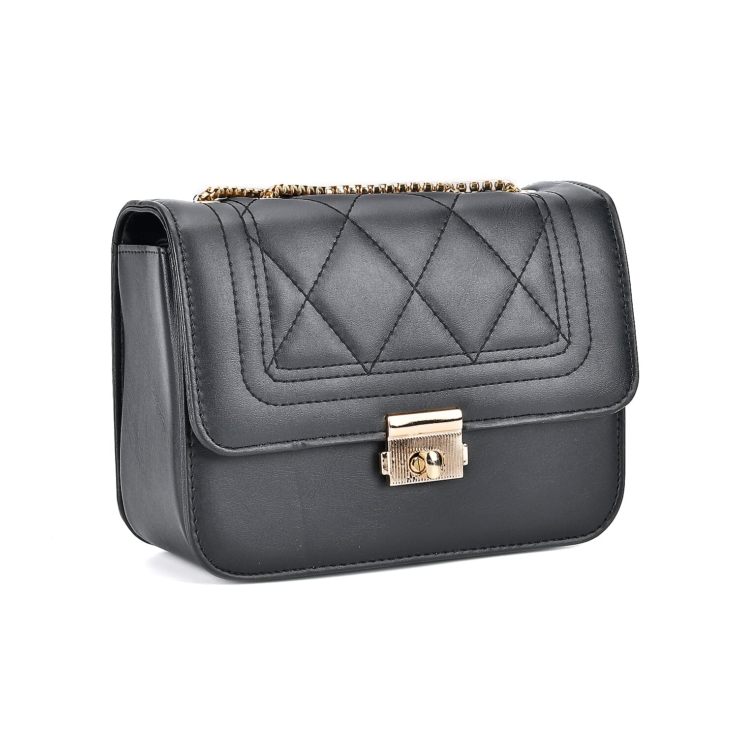 Set of 3 - PU Heart Crossbody Bag - Black