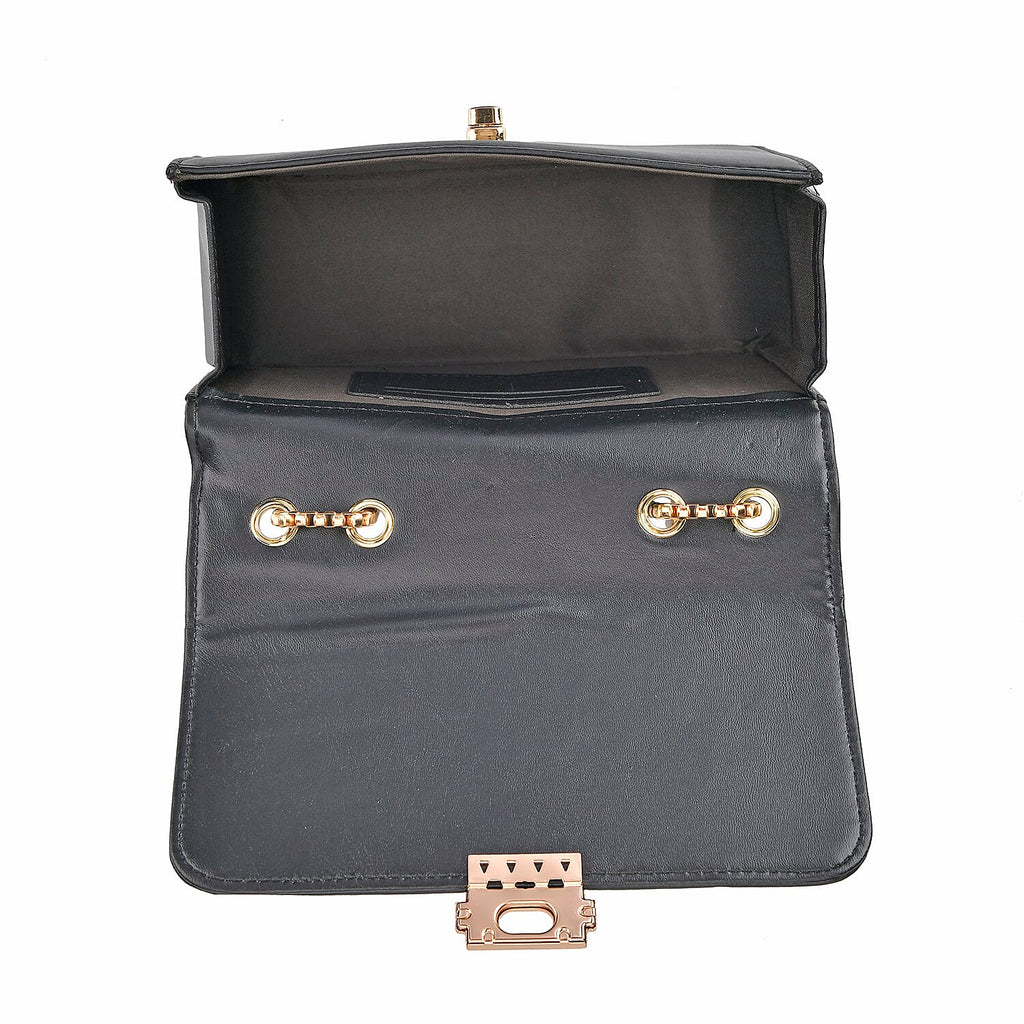 Set of 3 - PU Heart Crossbody Bag - Black