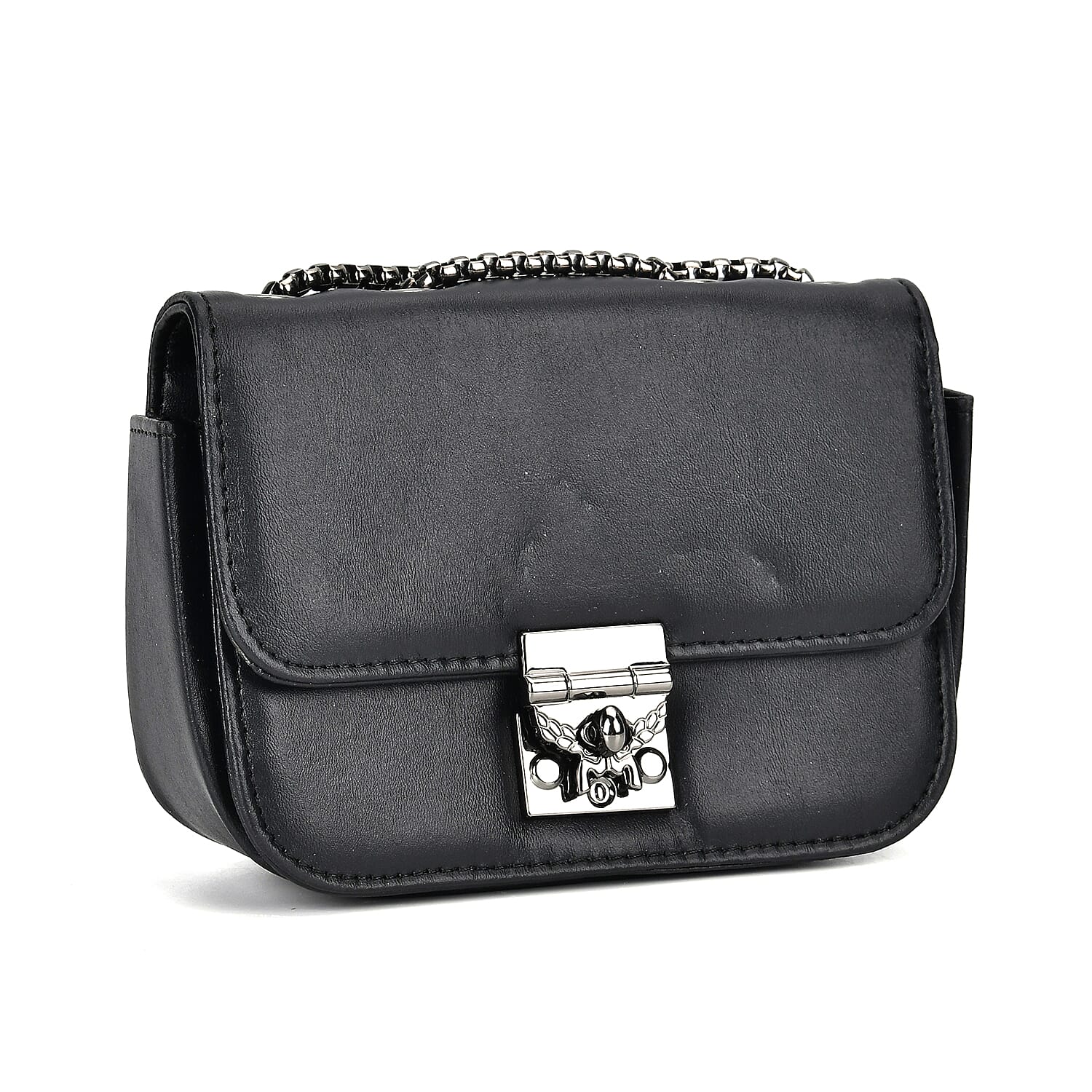 Set of 3 - PU Heart Crossbody Bag - Black