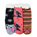 Set of 3 Pairs of Cartoon Themed Pattern Double Layer Socks - Multi