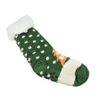 Set of 3 Pairs of Geometric Pattern Double Layer Socks - Green
