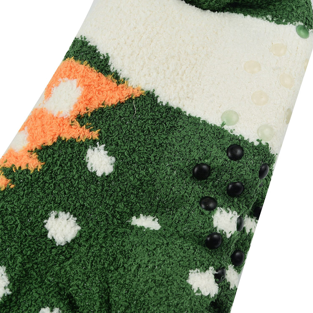 Set of 3 Pairs of Geometric Pattern Double Layer Socks - Green