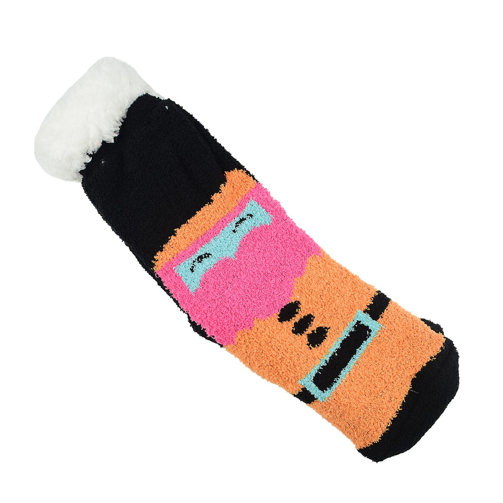 Set of 3 Pairs of Geometric Pattern Double Layer Socks - Green