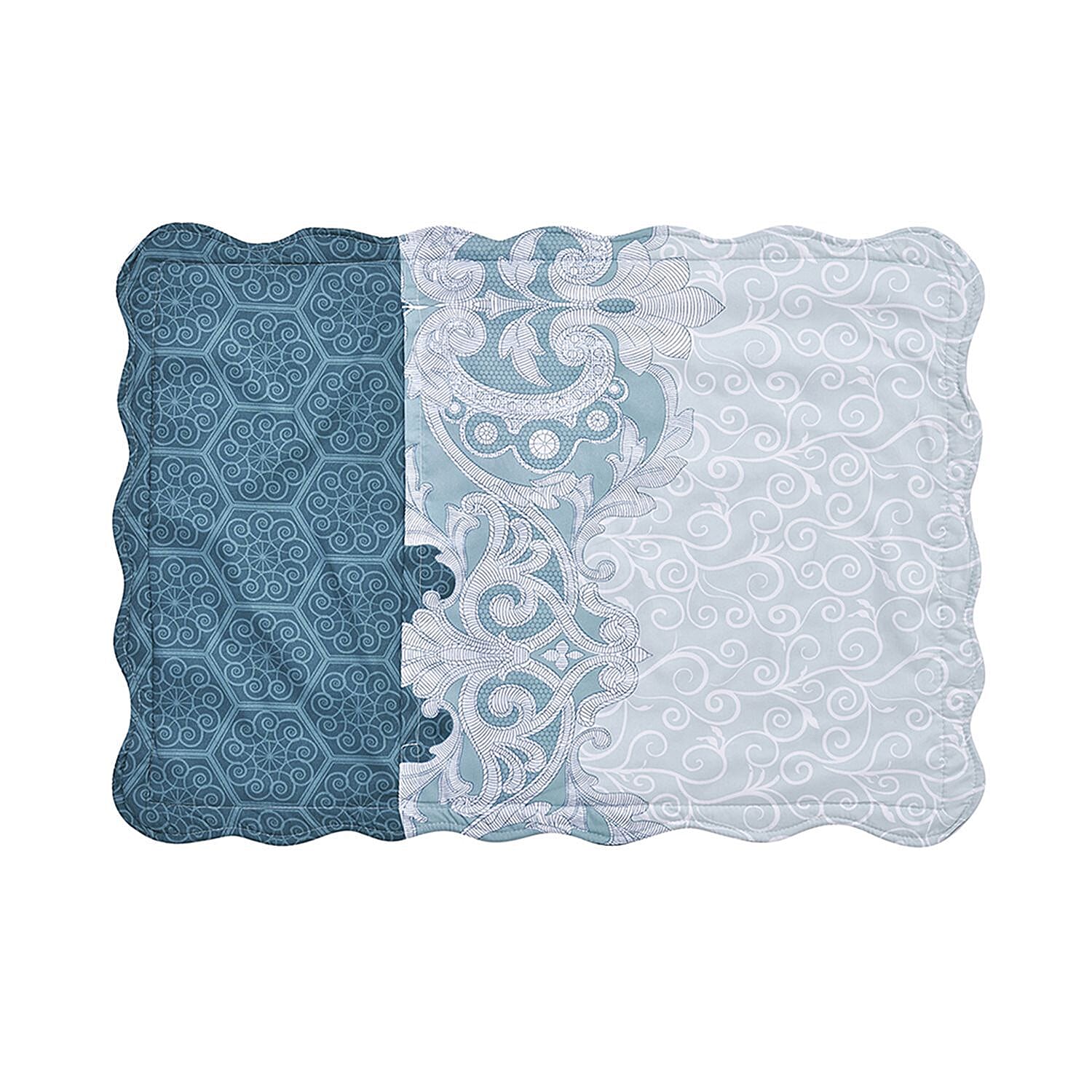 3 Piece Set - Patchwork Pattern Quilt and 2 Pillowcases (Size 200x200 Cm) - Light - Dark Green