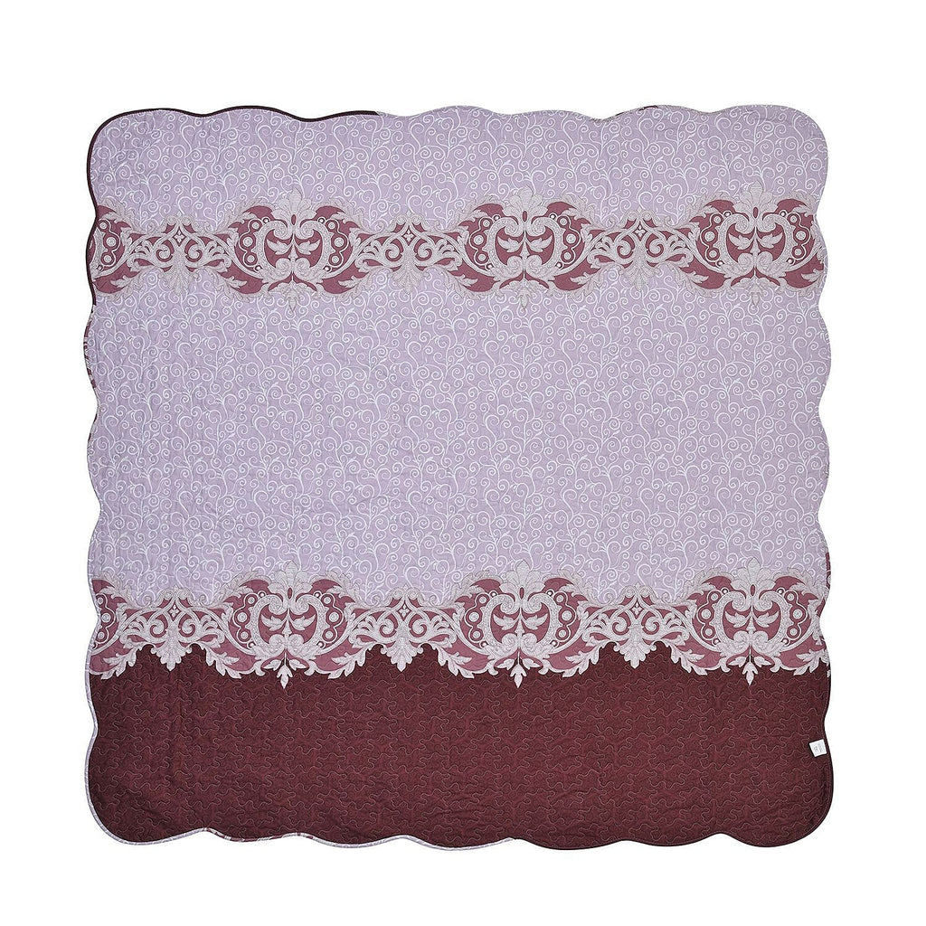 3 Piece Set - Patchwork Pattern Quilt and 2 Pillowcases (Size 225x220 Cm) - Brown