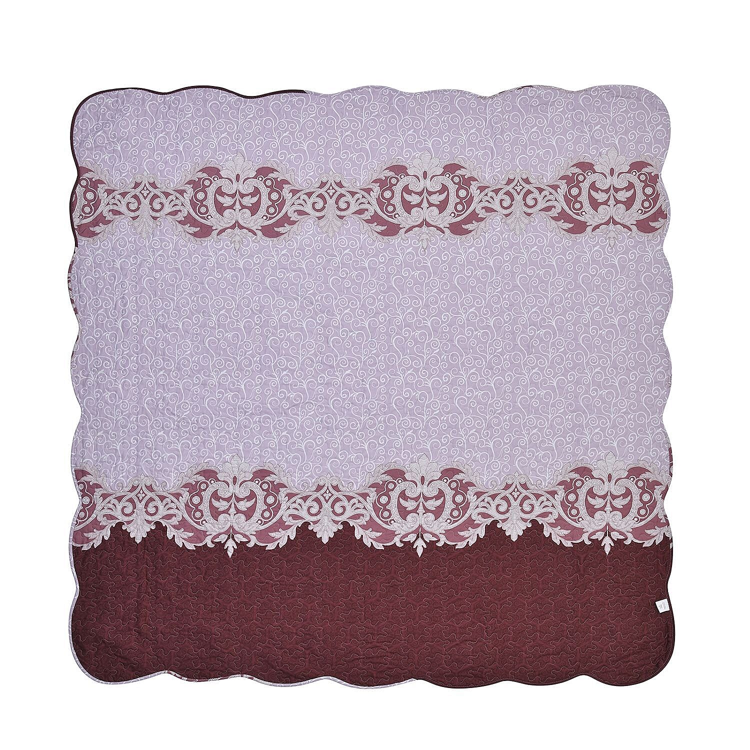 3 Piece Set - Patchwork Pattern Quilt and 2 Pillowcases (Size 225x220 Cm) - Brown