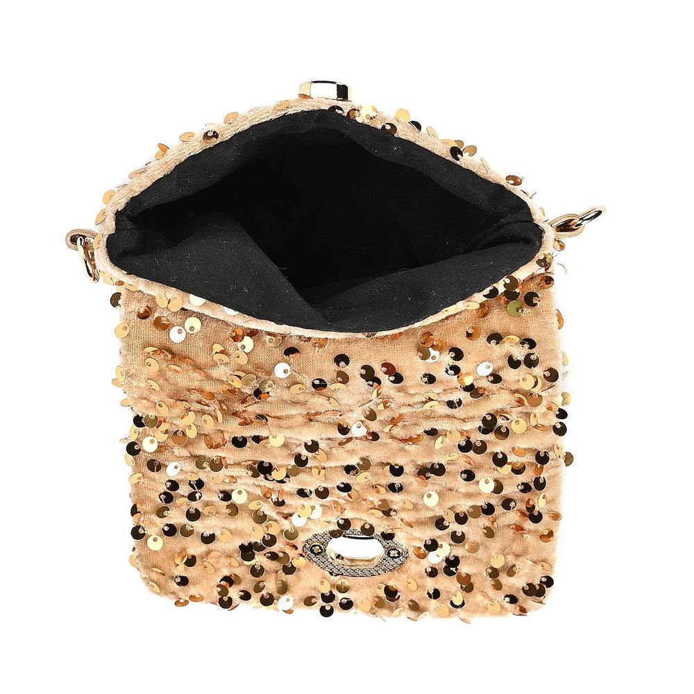 Lowest Ever Price - Set of 3 Sequin Bag (Includes Shoulder Bag, Crossbody Bag - Clutch Bag) - Champagne