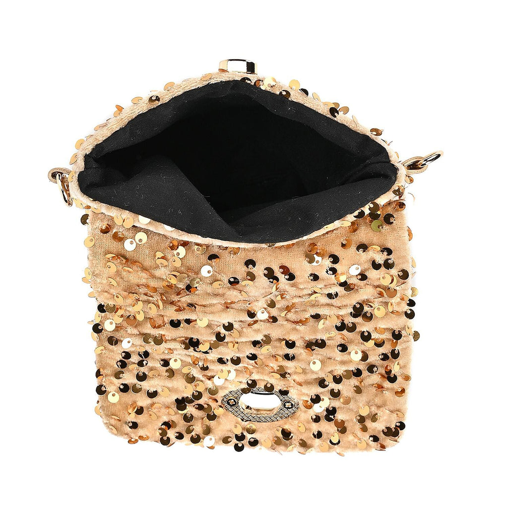 Lowest Ever Price - Set of 3 Sequin Bag (Includes Shoulder Bag, Crossbody Bag - Clutch Bag) - Champagne