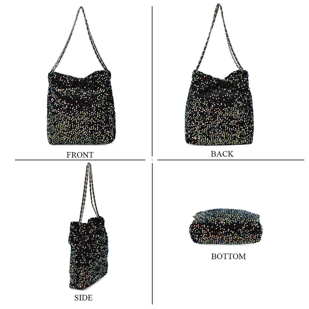 Set of 3 Sequin Bag (Includes Shoulder Bag, Crossbody Bag - Clutch Bag) - Multi