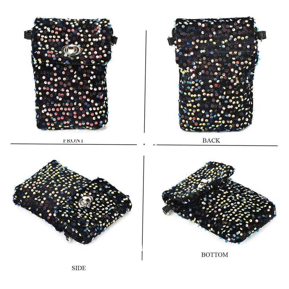 Set of 3 Sequin Bag (Includes Shoulder Bag, Crossbody Bag - Clutch Bag) - Multi