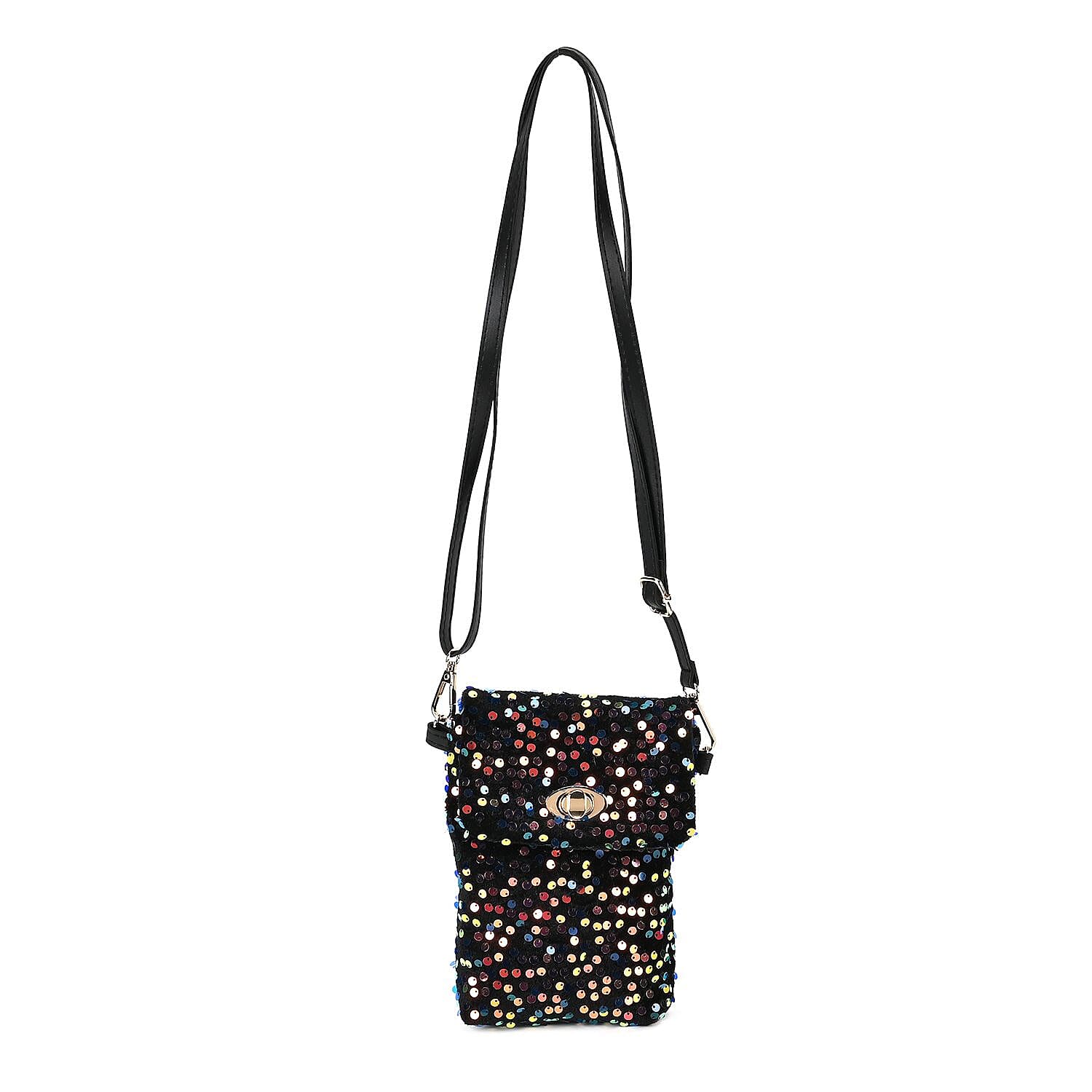Set of 3 Sequin Bag (Includes Shoulder Bag, Crossbody Bag - Clutch Bag) - Multi