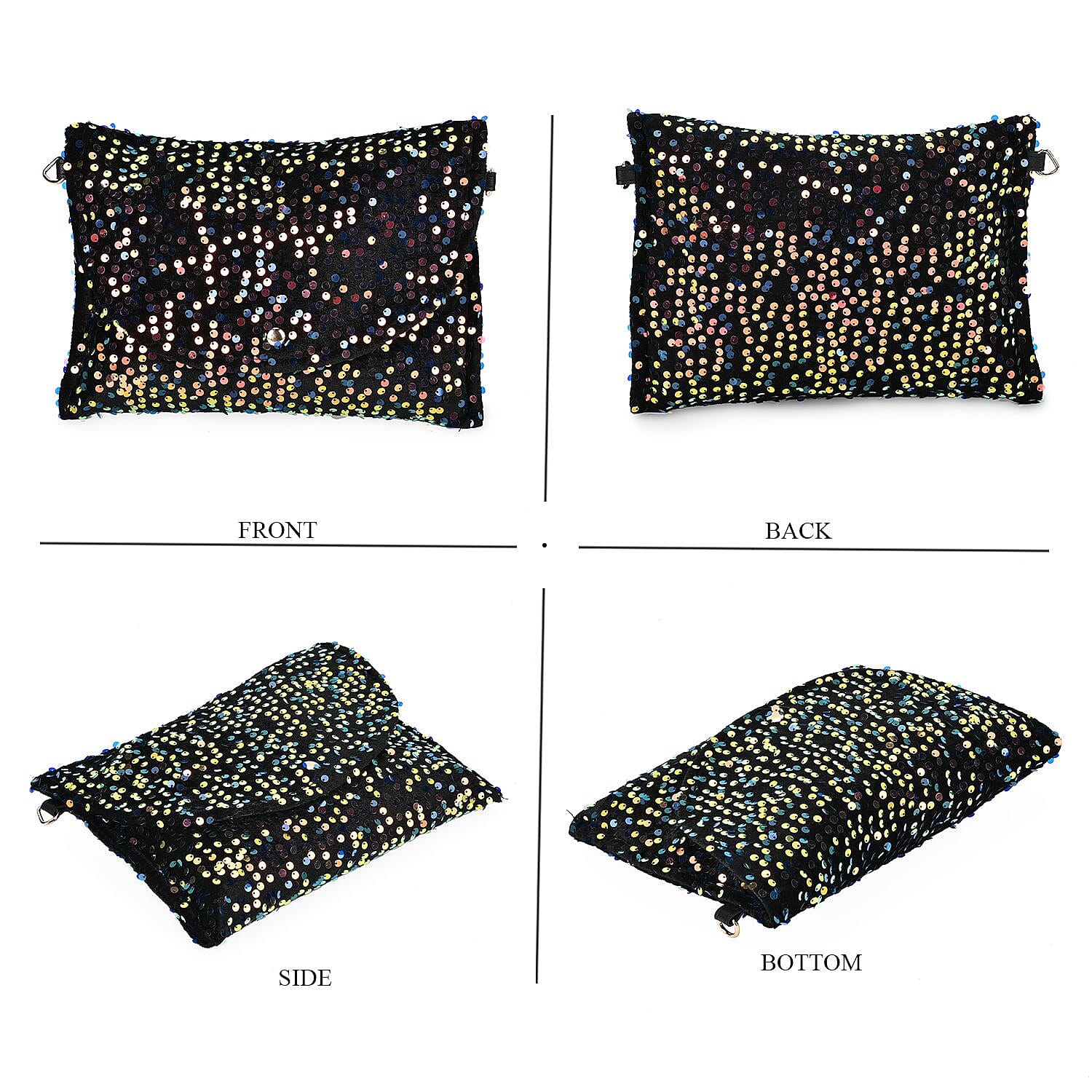 Set of 3 Sequin Bag (Includes Shoulder Bag, Crossbody Bag - Clutch Bag) - Multi