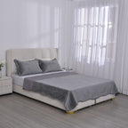 3 Pcs Set Summer Quilt and 2 Pillowcases (Size 200x200 Cm) - Grey